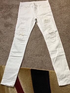 White Distressed Skinny Jeans